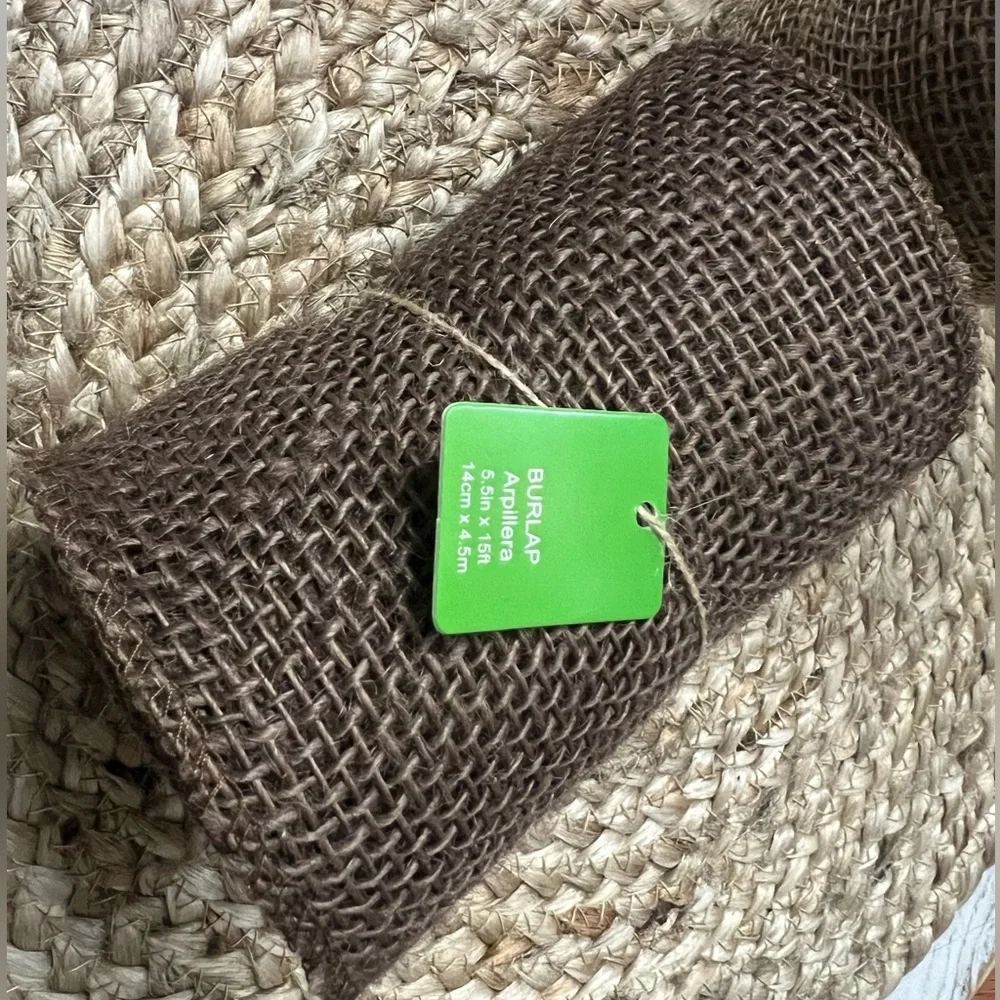 Burlap Ribbon Set - Green, Tan, Brown, Purple, Blue - 6 pieces